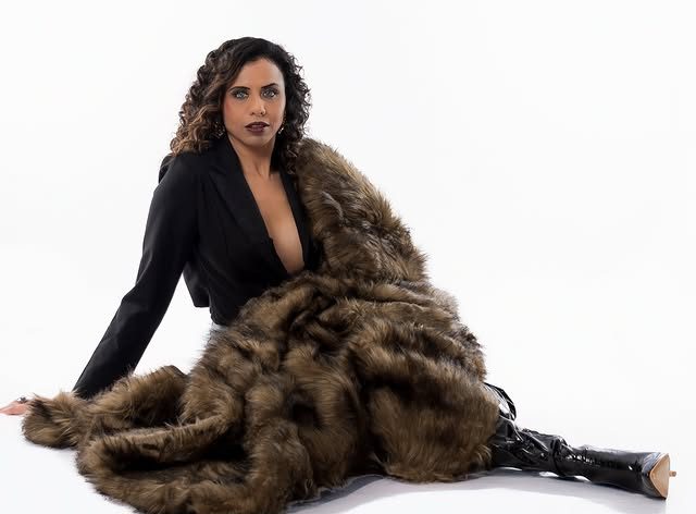 Natasha in a fur stole, studio fashion editorial